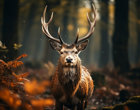 Beautiful deer in the forest. Generative aiの素材