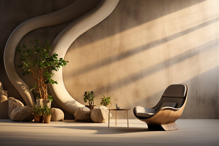 Armchair sofa and decoration japanese on Modern room interior. Generative ai.の素材