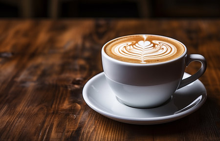 Latte Art on Wooden Background. generative aiの素材