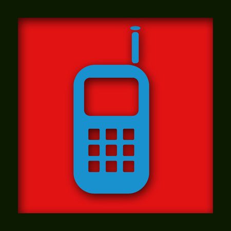 A blue cell phone with drop shadowの写真素材