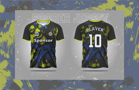 Modern Soccer jersey football sport t shirt design suitable for racing, soccer, gaming and e sports Illustration Vector and double-sided mockupのイラスト素材