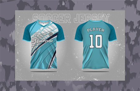 Modern Soccer jersey football sport t shirt design suitable for racing, soccer, gaming and e sports Illustration Vector and double-sided mockupのイラスト素材