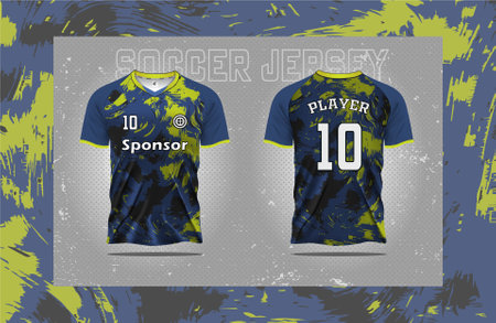 Modern Soccer jersey football sport t shirt design suitable for racing, soccer, gaming and e sports Illustration Vector and double-sided mockupのイラスト素材