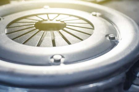 new clutch basket in a car service before installation on a car. Close upの写真素材