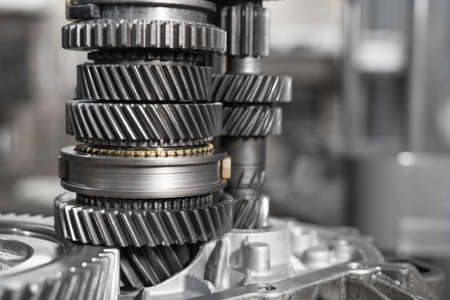 car gearbox disassembled on a table in a car service. Close upの写真素材