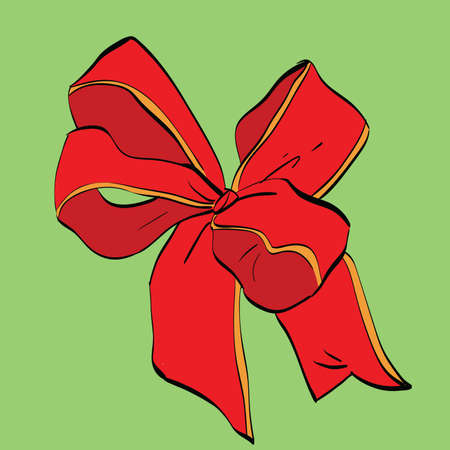Red festive bow sash. Vector illustration. Packing and giftsのイラスト素材