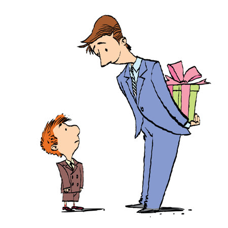 Dad and son birthday gift. Love in the familyのイラスト素材