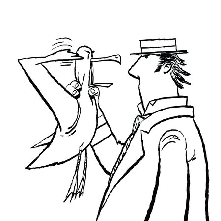 Gentleman and Seagull humorのイラスト素材