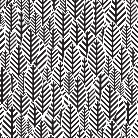 Seamless BW leaf patternのイラスト素材