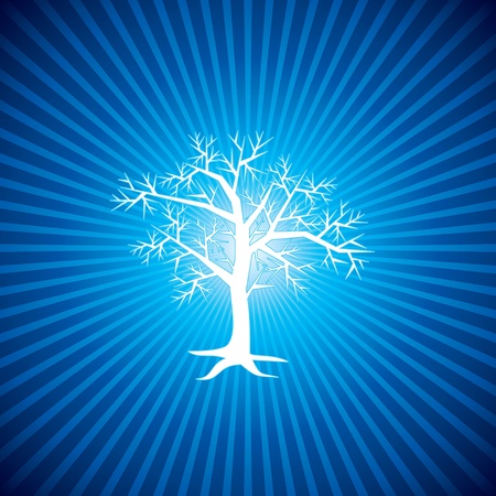 white tree with blue backgroundのイラスト素材