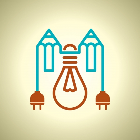 bulb with electric plug and pencilのイラスト素材