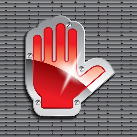 stop sign on metalic plate background seamless brick wall のイラスト素材