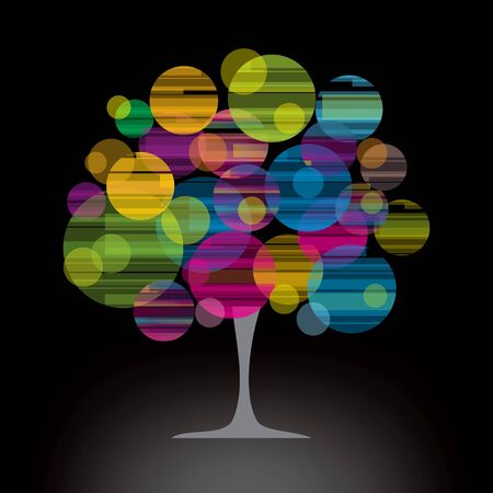 bubbles tree with black background のイラスト素材