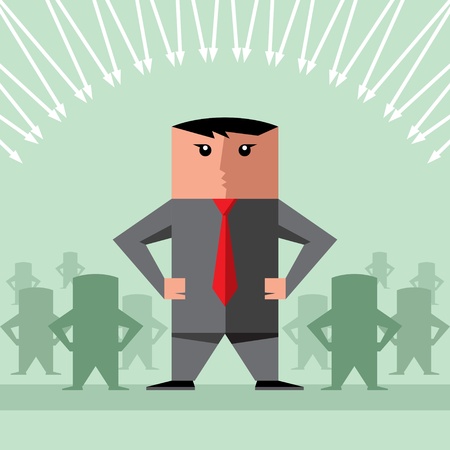 Diverse business people human resources silhouettes follow a team leader のイラスト素材