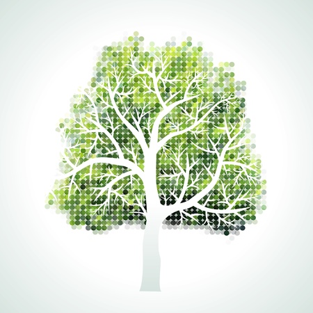 halftone tree with branches and leavesのイラスト素材