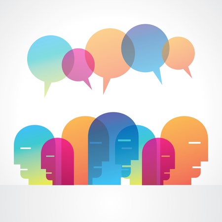 a group of  people with talking bubble vector icon designのイラスト素材