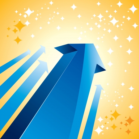 blue upward arrows with star and dotsのイラスト素材