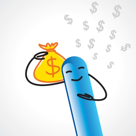sticky figure with dollar in money bagのイラスト素材