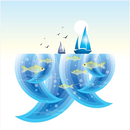little fishes in the seaのイラスト素材