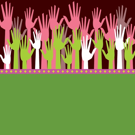 colorful hands for help or democracyのイラスト素材