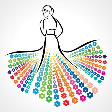 an abstract girl with decorative dressのイラスト素材