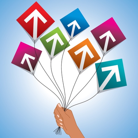 upward arrows with flying kites graphicのイラスト素材