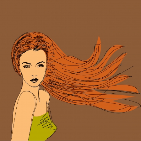 fashion girl with brown hairのイラスト素材