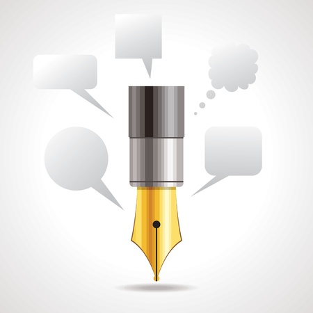 pen and speech bubbleのイラスト素材