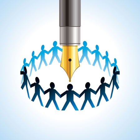 round of peoples  Team and union metaphor with penのイラスト素材