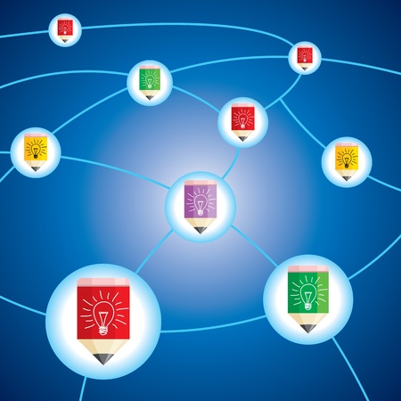 social networking with pencil shapeのイラスト素材