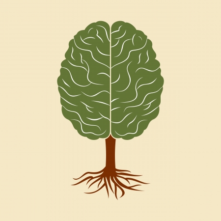 a brain growing in the shape of treeのイラスト素材