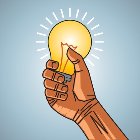 man hand holding bulbのイラスト素材