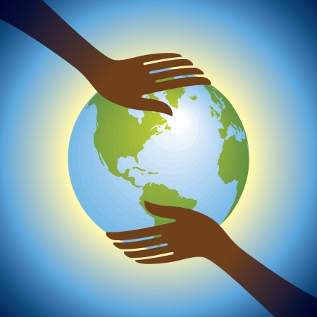 hands hold globeのイラスト素材