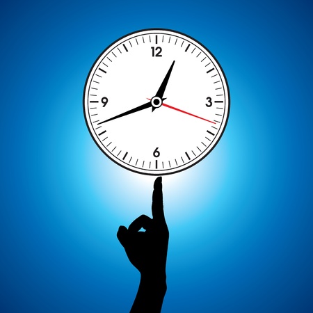 Large white wall clock hold in a fingerのイラスト素材