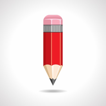 red pencil with eraser on white backgroundの写真素材