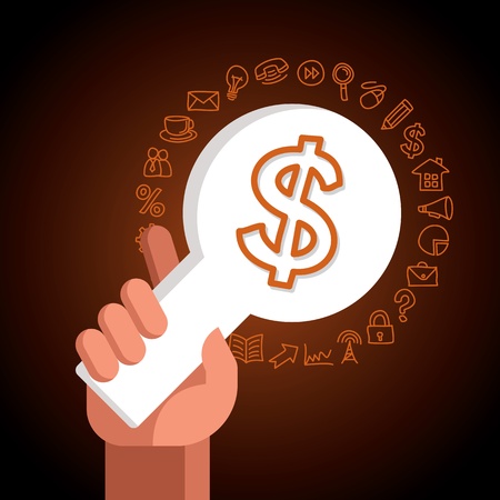 the icons in hand  business ideaの写真素材