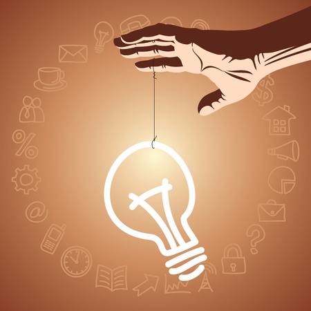 bulb idea with human handのイラスト素材