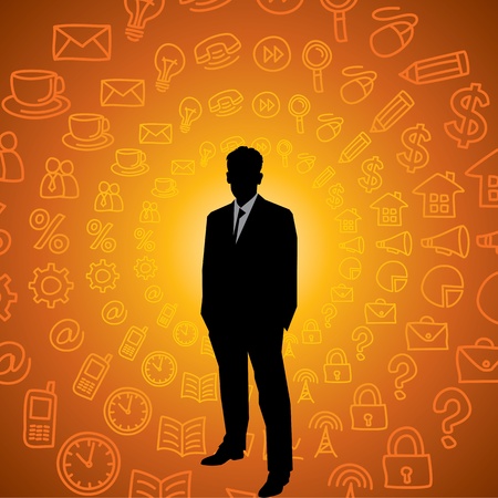 businessman with symbolsのイラスト素材