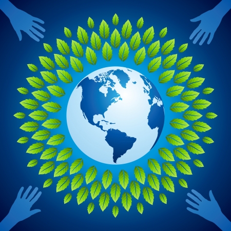 Hands holding a green earthのイラスト素材