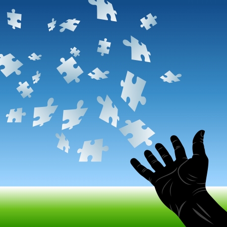 puzzle flying to handのイラスト素材