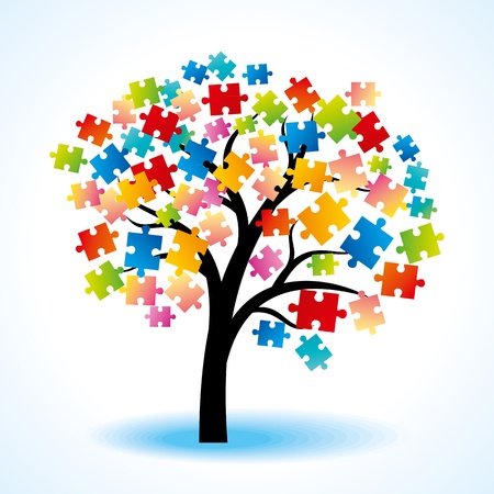 Abstract tree puzzle colorful backgroundのイラスト素材