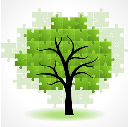 Abstract tree puzzle colorful backgroundのイラスト素材