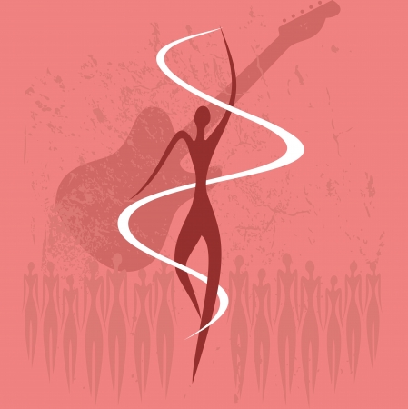 silhouettes of the dancing ladyのイラスト素材