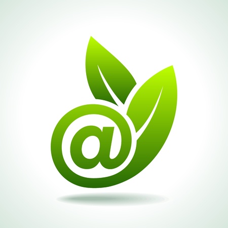 Ecology Concept, Fresh Green Leaf with e-mail iconのイラスト素材