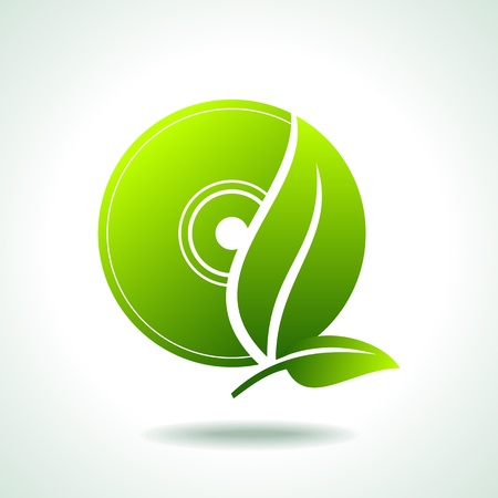 Cd with green leafのイラスト素材
