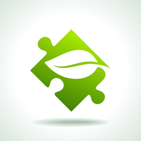 Icon of green puzzle piece, vectorのイラスト素材