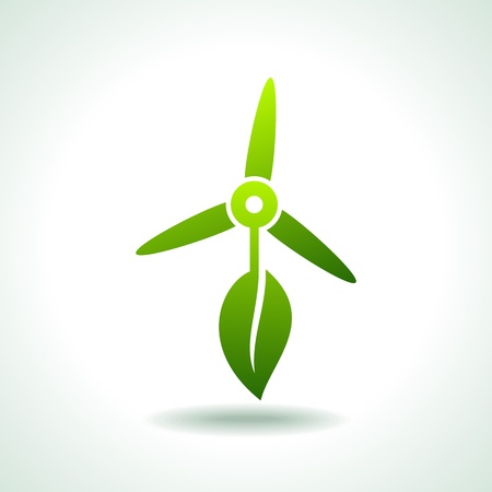 wind turbines with leaf save environment conceptのイラスト素材