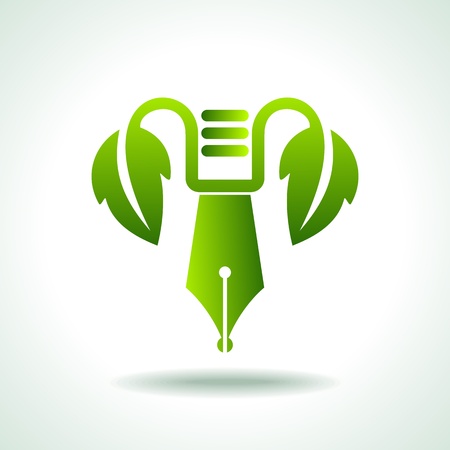 Creative pen with green leafのイラスト素材