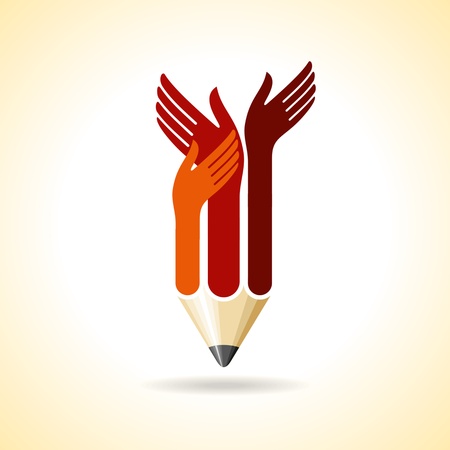 many hands of students, education conceptのイラスト素材