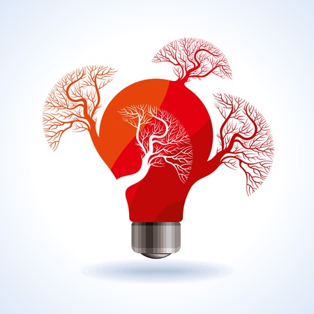 Red Bulb with tree, a environmental ideaのイラスト素材